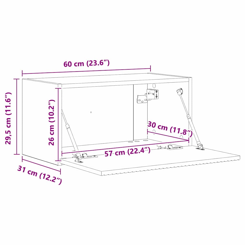 TV vægskab Gammelt træ 60 x 31 x 29,5 cm Konstrueret træ