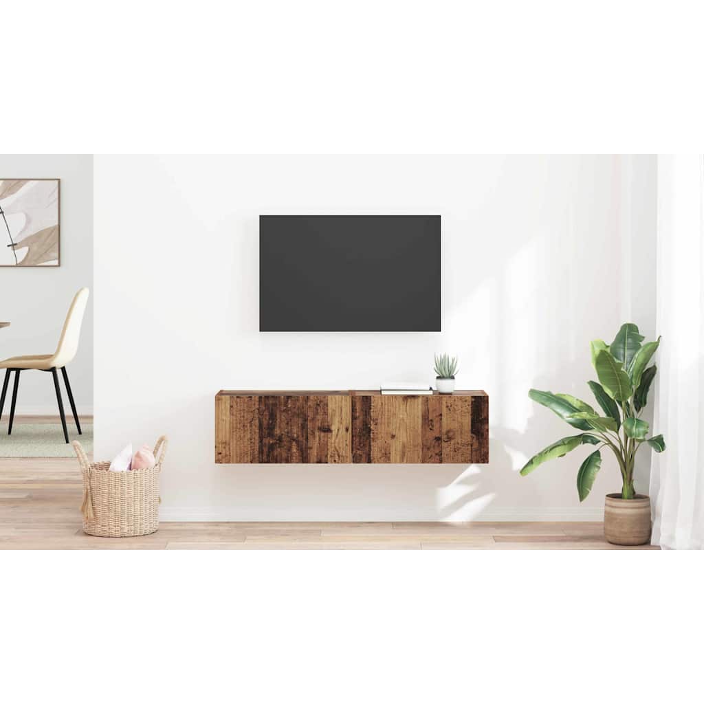 TV vægskab 2 pcs Gammelt træ 60 x 31 x 29,5 cm Konstrueret træ