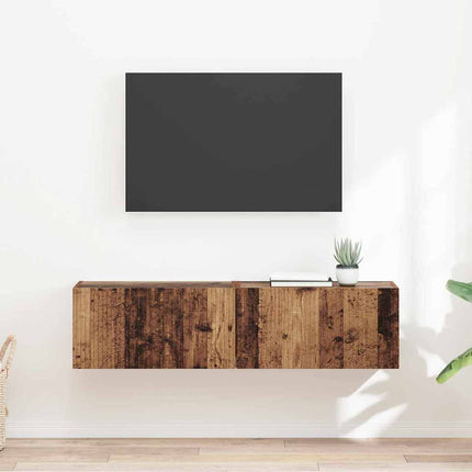 TV vægskab 2 stk. Gammelt træ Konstrueret træ