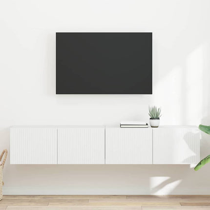 TV vægskab 2 stk. Hvid Konstrueret træ