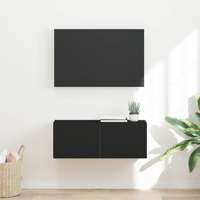 TV vægskab 78,5 x 31 x 29,5 cm Sort Konstrueret træ
