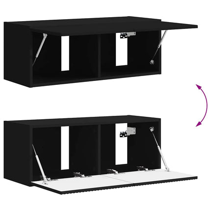 TV vægskab Vægmonteret Sort 78,5 x 31 x 29,5 cm Konstrueret træ