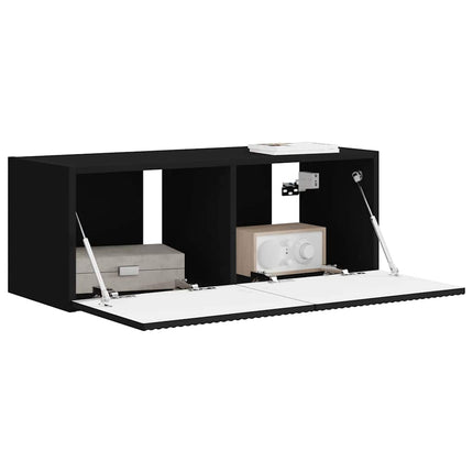 TV vægskab Vægmonteret Sort 78,5 x 31 x 29,5 cm Konstrueret træ