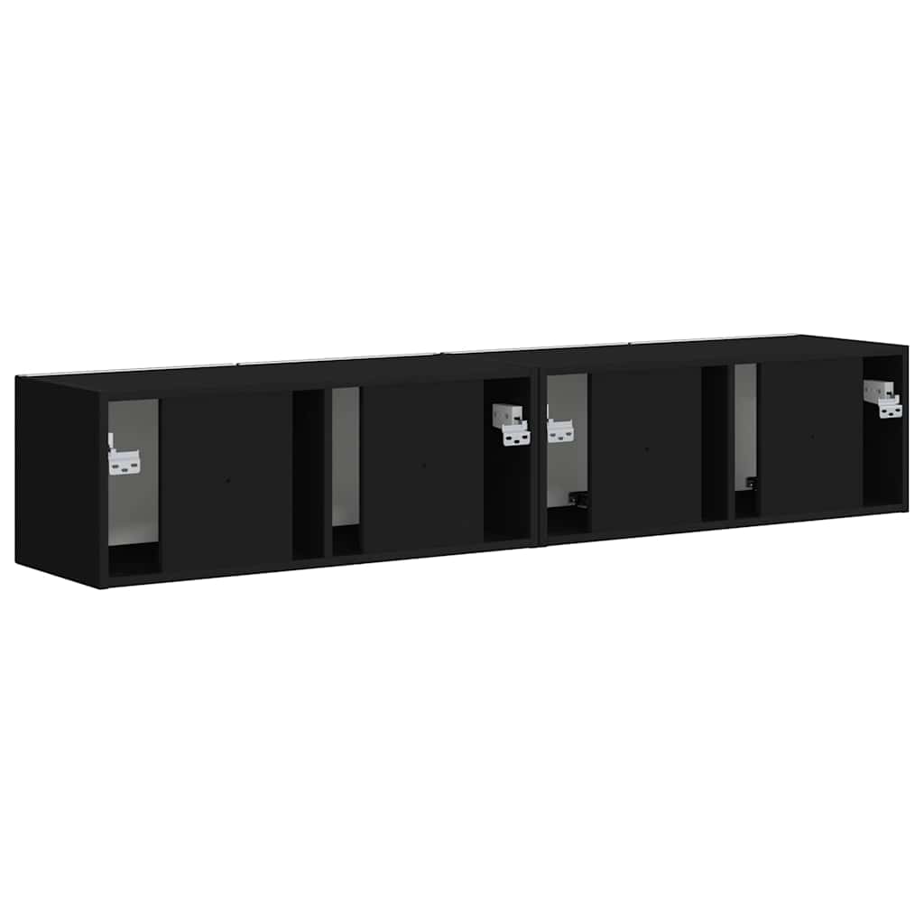 TV vægskab 2 pcs Sort 60 x 31 x 29.5 cm Konstrueret træ