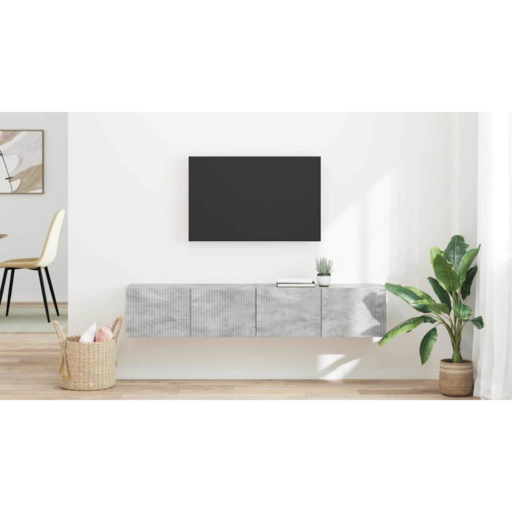 TV vægskab 2 pcs Beton 78,5 x 31 x 29,5 cm Konstrueret træ
