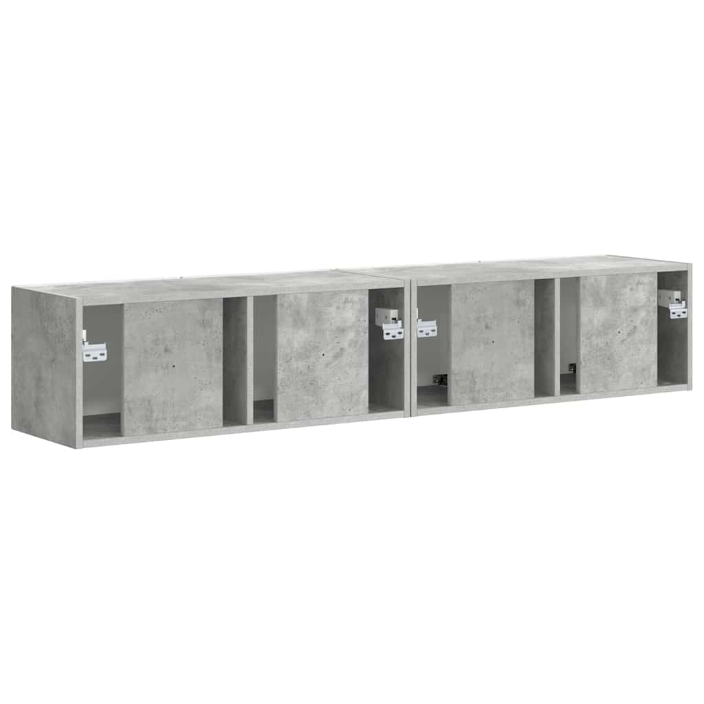 TV vægskab 2 pcs Beton 60 x 31 x 29.5 cm Konstrueret træ