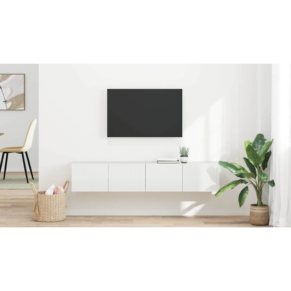 TV vægskab 2 pcs Gloss Hvid 78,5 x 31 x 29,5 cm Konstrueret træ