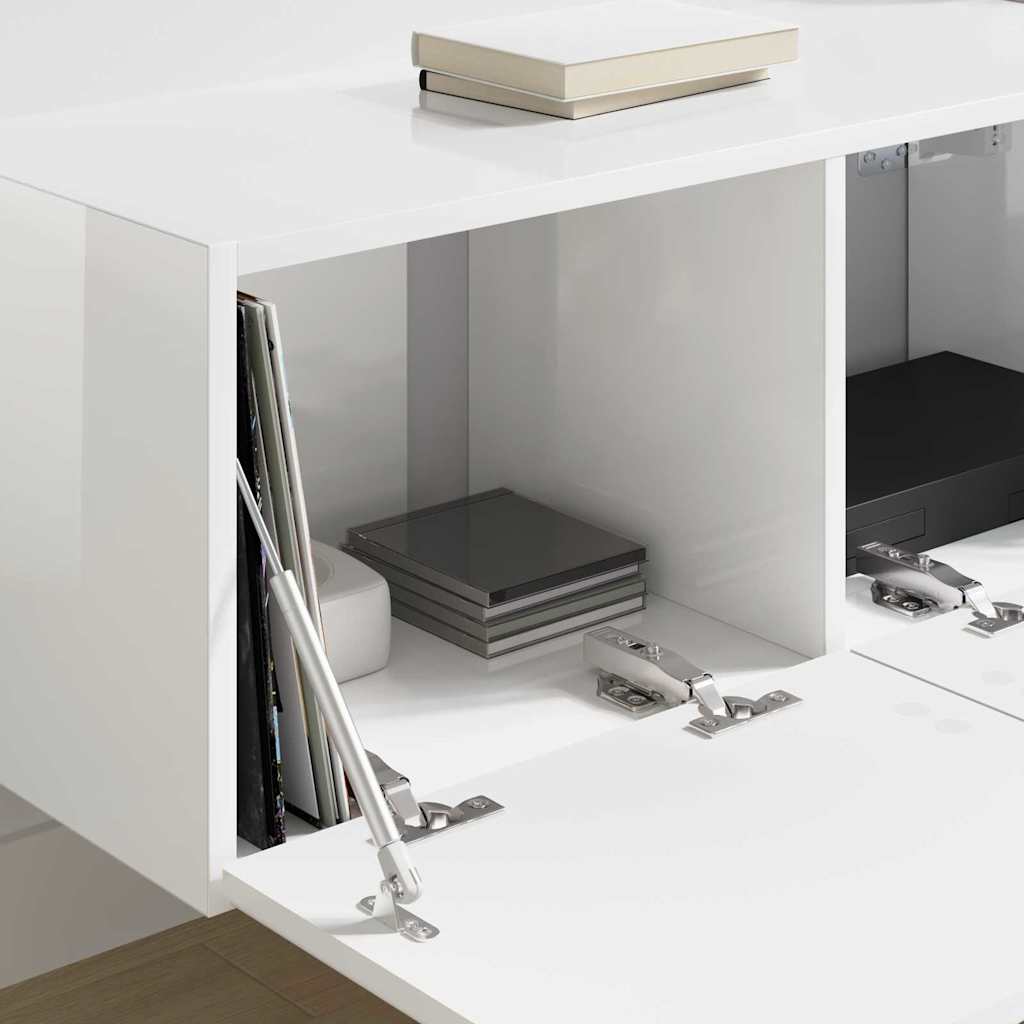 TV vægskab 2 pcs Gloss Hvid 60 x 31 x 29.5 cm Konstrueret træ