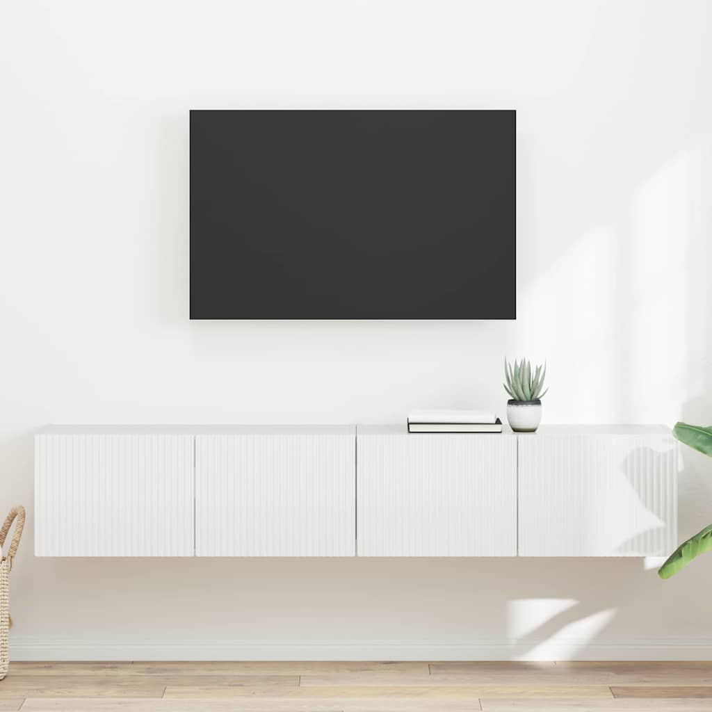 TV vægskab 2 pcs Gloss Hvid 60 x 31 x 29.5 cm Konstrueret træ