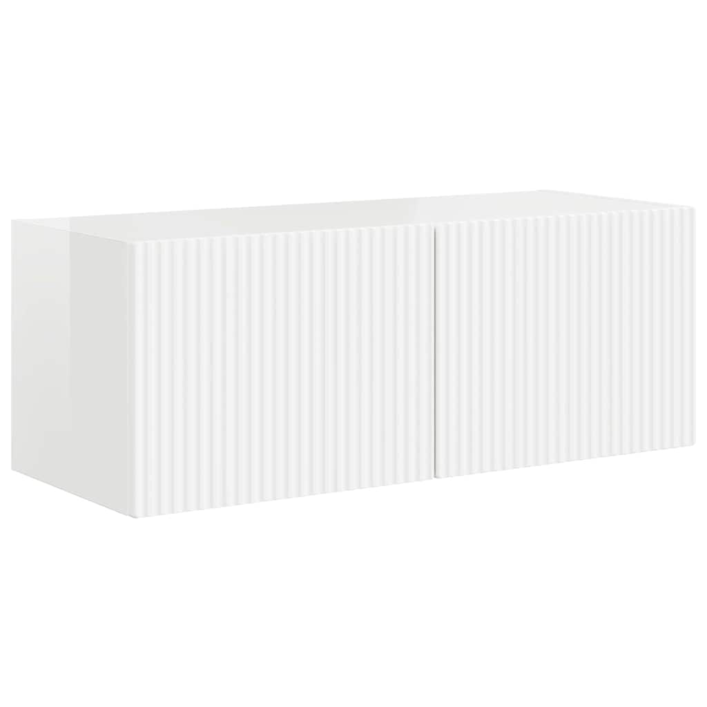 TV vægskab 2 pcs Gloss Hvid 78,5 x 31 x 29,5 cm Konstrueret træ