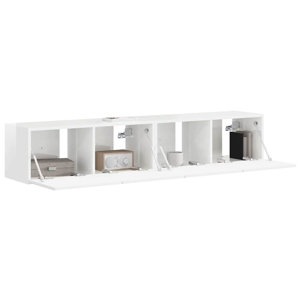 TV vægskab 2 pcs Gloss Hvid 78,5 x 31 x 29,5 cm Konstrueret træ