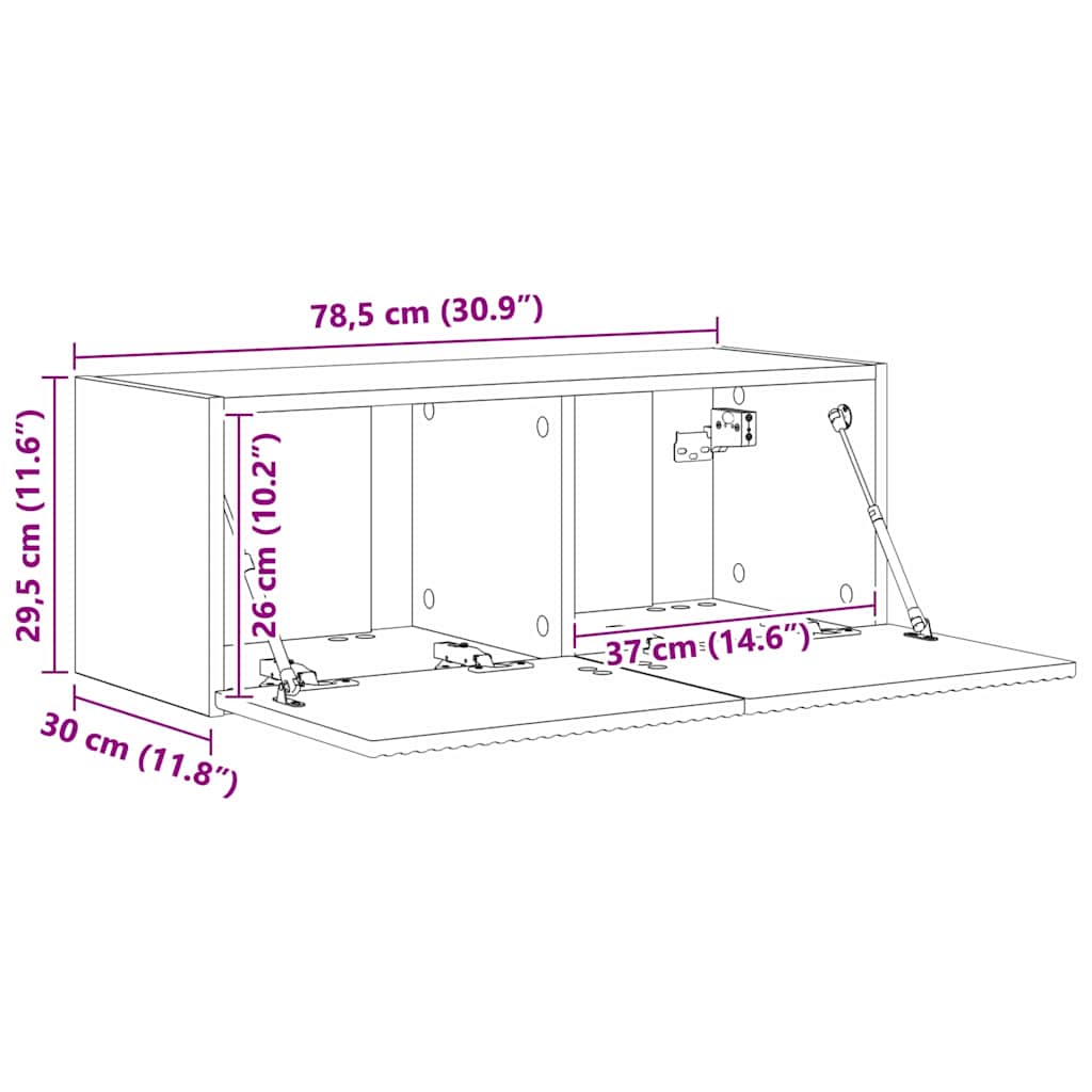 TV vægskab Røget eg 78,5 x 31 x 29,5 cm Konstrueret træ