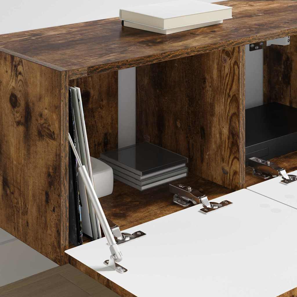 TV vægskab 2 pcs Røget eg 60 x 31 x 29.5 cm Konstrueret træ