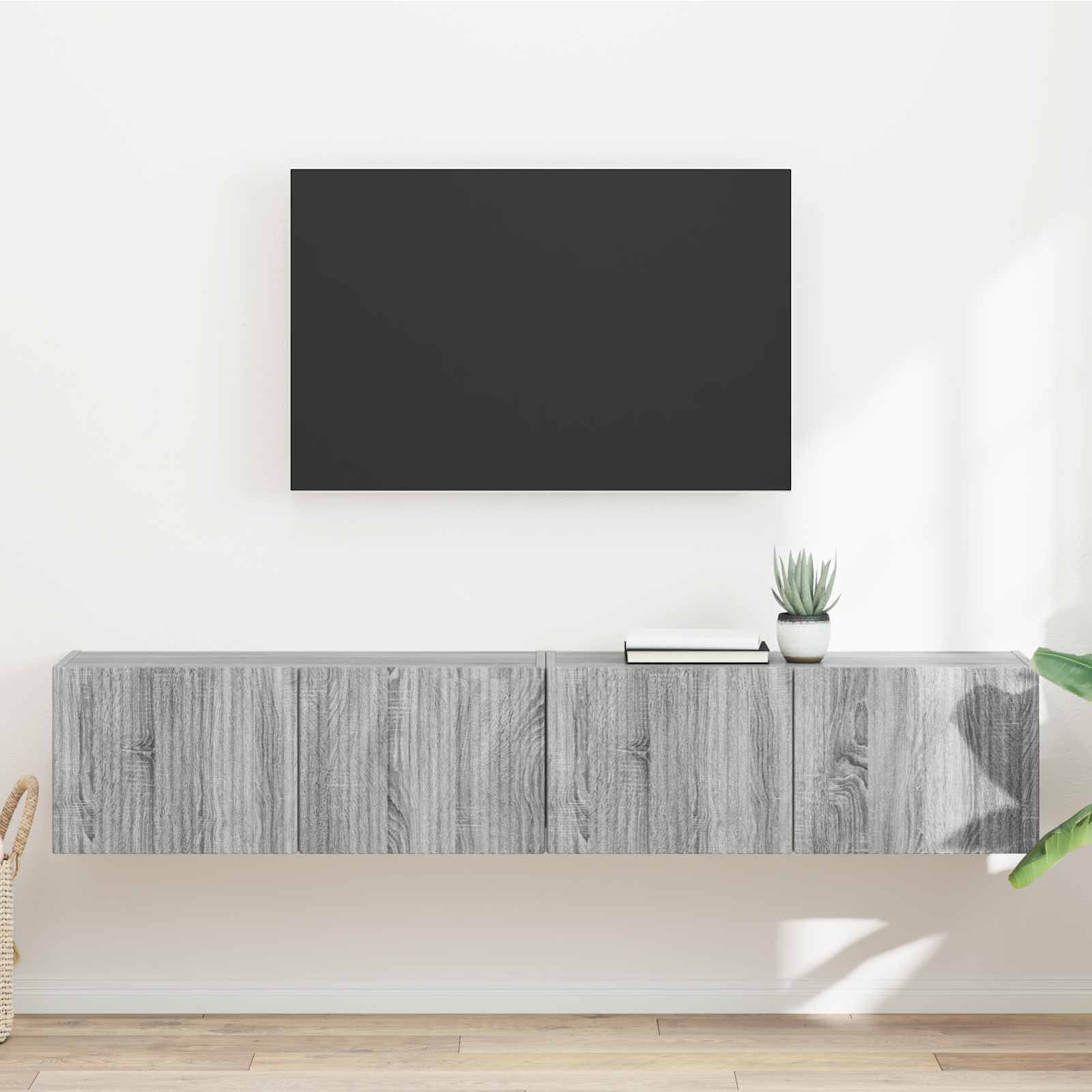 TV vægskab 2 pcs Grå Sonoma 78,5 x 31 x 29,5 cm Konstrueret træ
