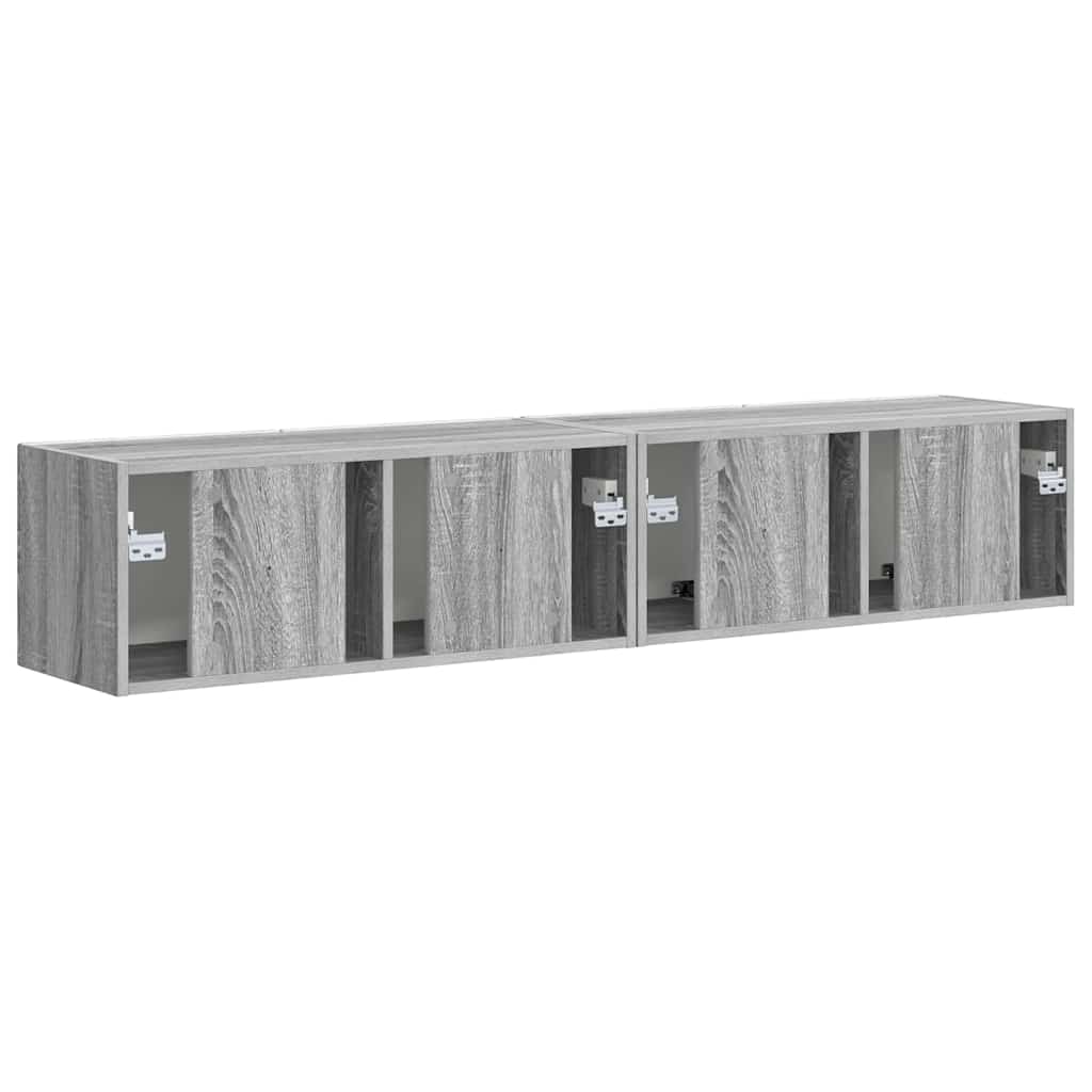 TV vægskab 2 pcs Grå Sonoma 60 x 31 x 29.5 cm Konstrueret træ