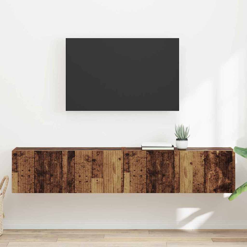 TV vægskab 2 pcs Gammelt træ 60 x 31 x 29.5 cm Konstrueret træ