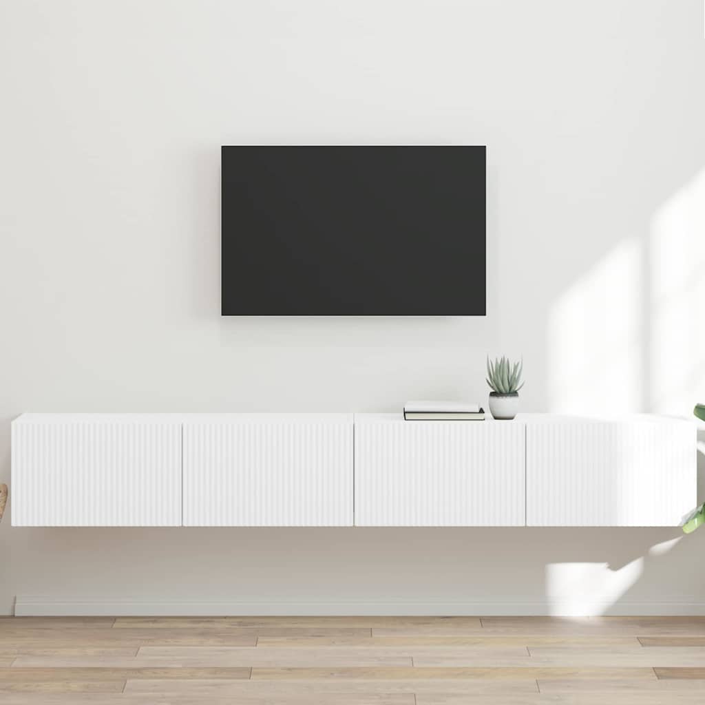 TV vægskab 2 pcs Hvid 60 x 31 x 29.5 cm Konstrueret træ