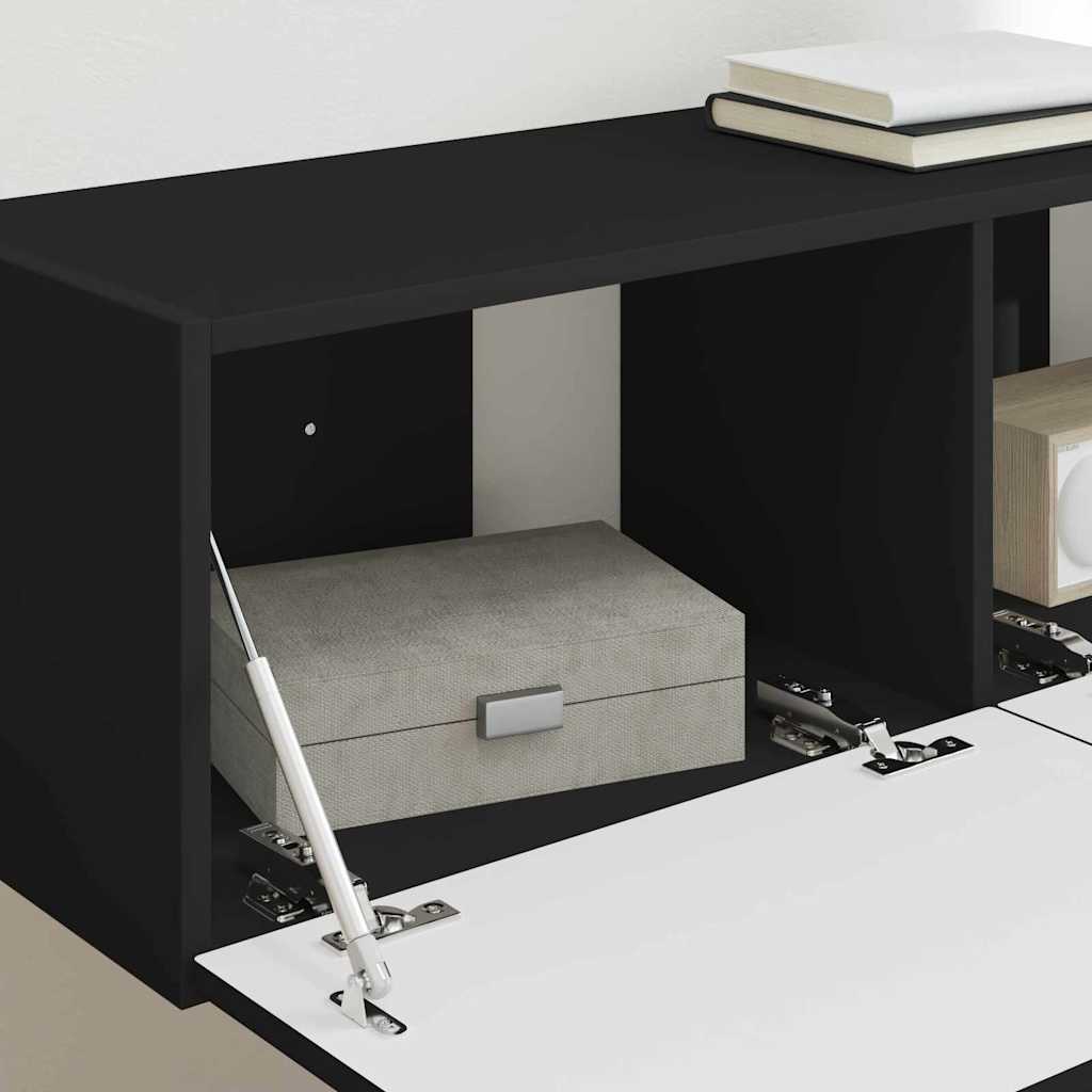 TV vægskab 2 pcs Sort 60 x 31 x 29.5 cm Konstrueret træ