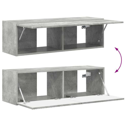 TV vægskab Vægmonteret Beton 98 x 31 x 29,5 cm Konstrueret træ