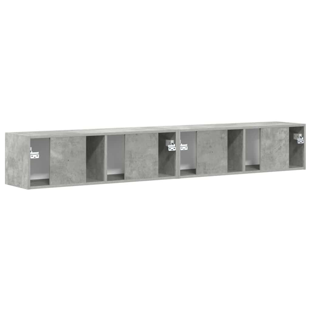TV vægskab 2 pcs Beton 98 x 31 x 29,5 cm Konstrueret træ