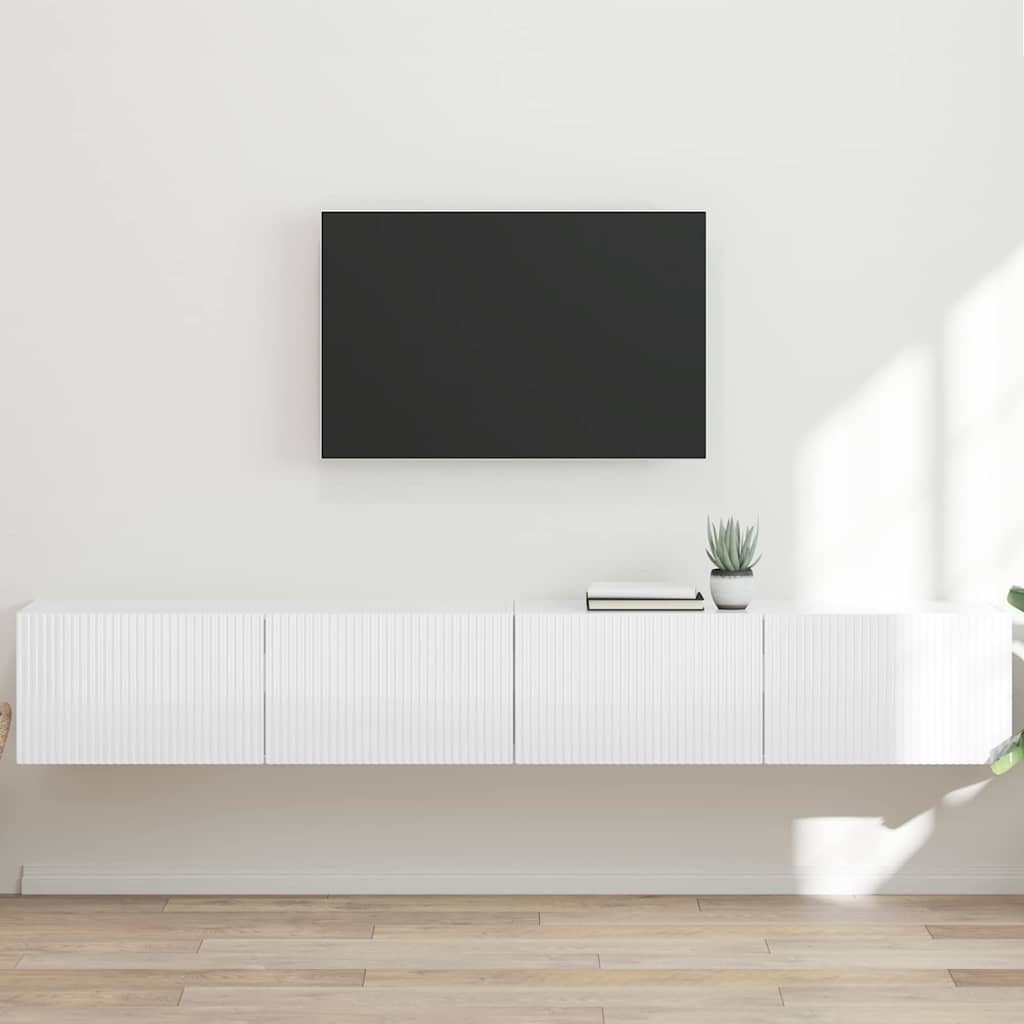 TV vægskab 2 pcs Gloss Hvid 60 x 31 x 29.5 cm Konstrueret træ