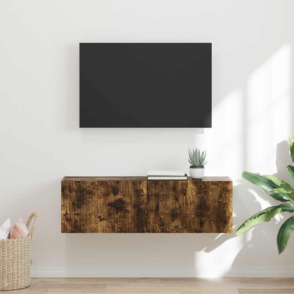 TV vægskab Røget eg 60 x 31 x 29.5 cm Konstrueret træ