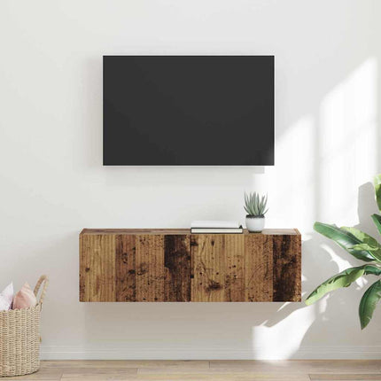 TV vægskab 98 x 31 x 29,5 cm Gammelt træ Konstrueret træ