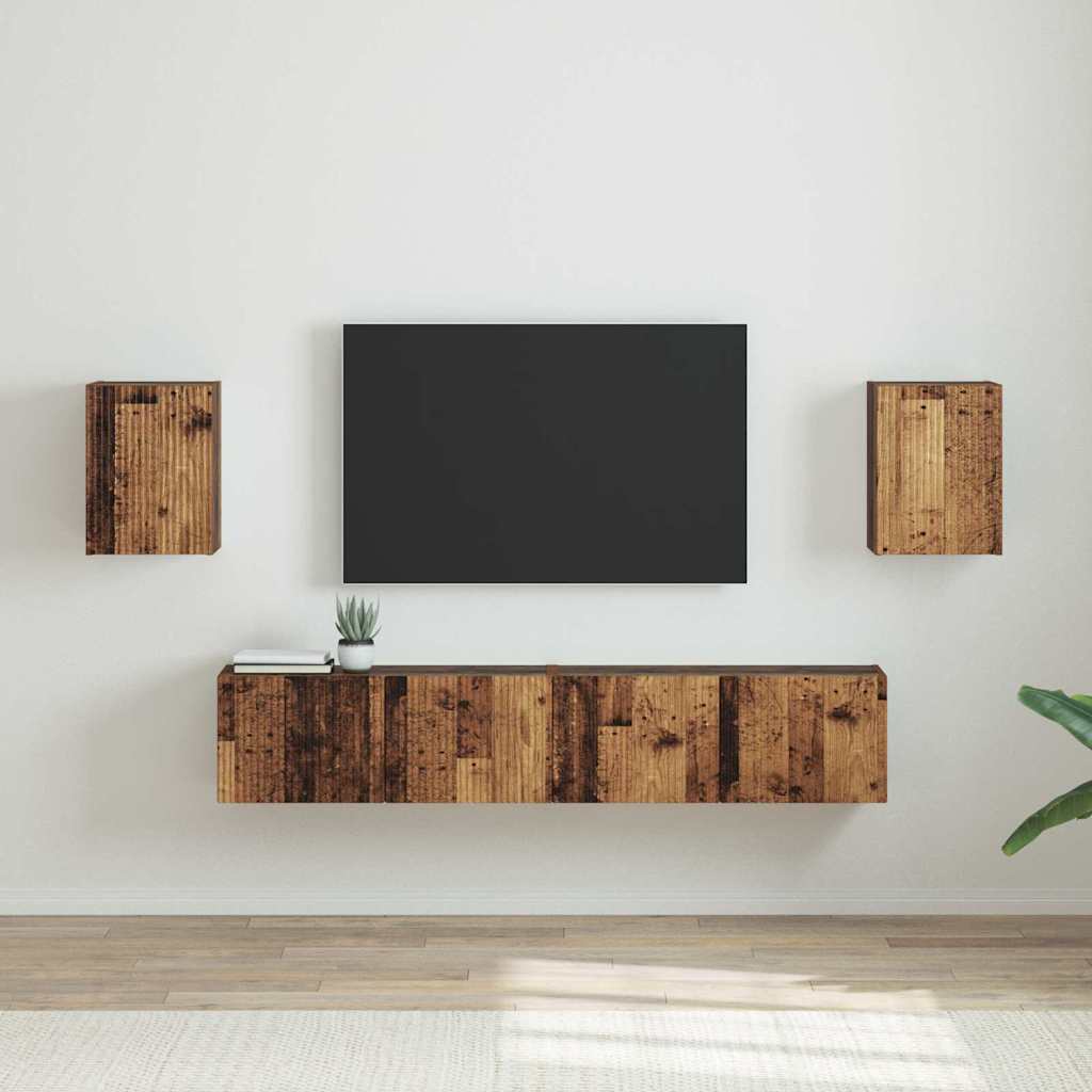TV vægskab 2 pcs Gammelt træ 30 x 31 x 40 cm Konstrueret træ