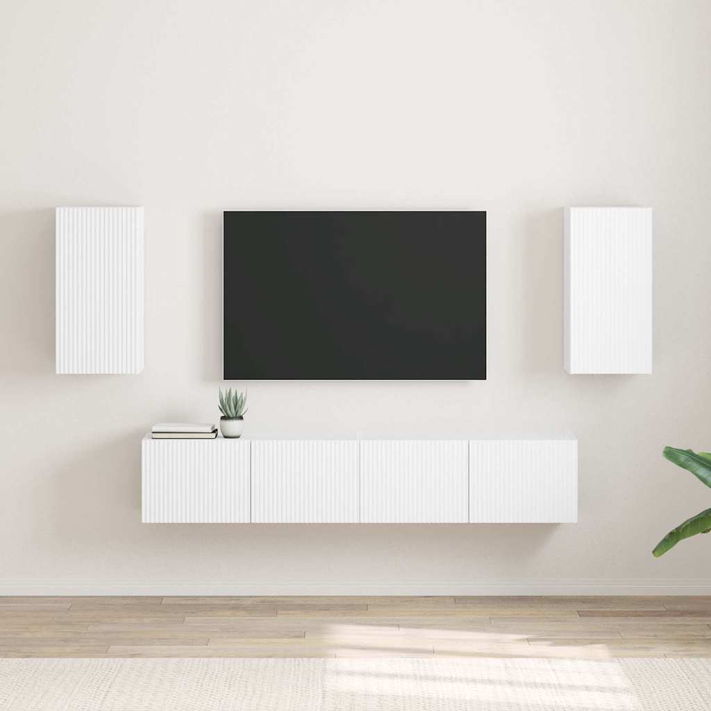 TV vægskab 2 pcs Hvid 30 x 31 x 60 cm Konstrueret træ
