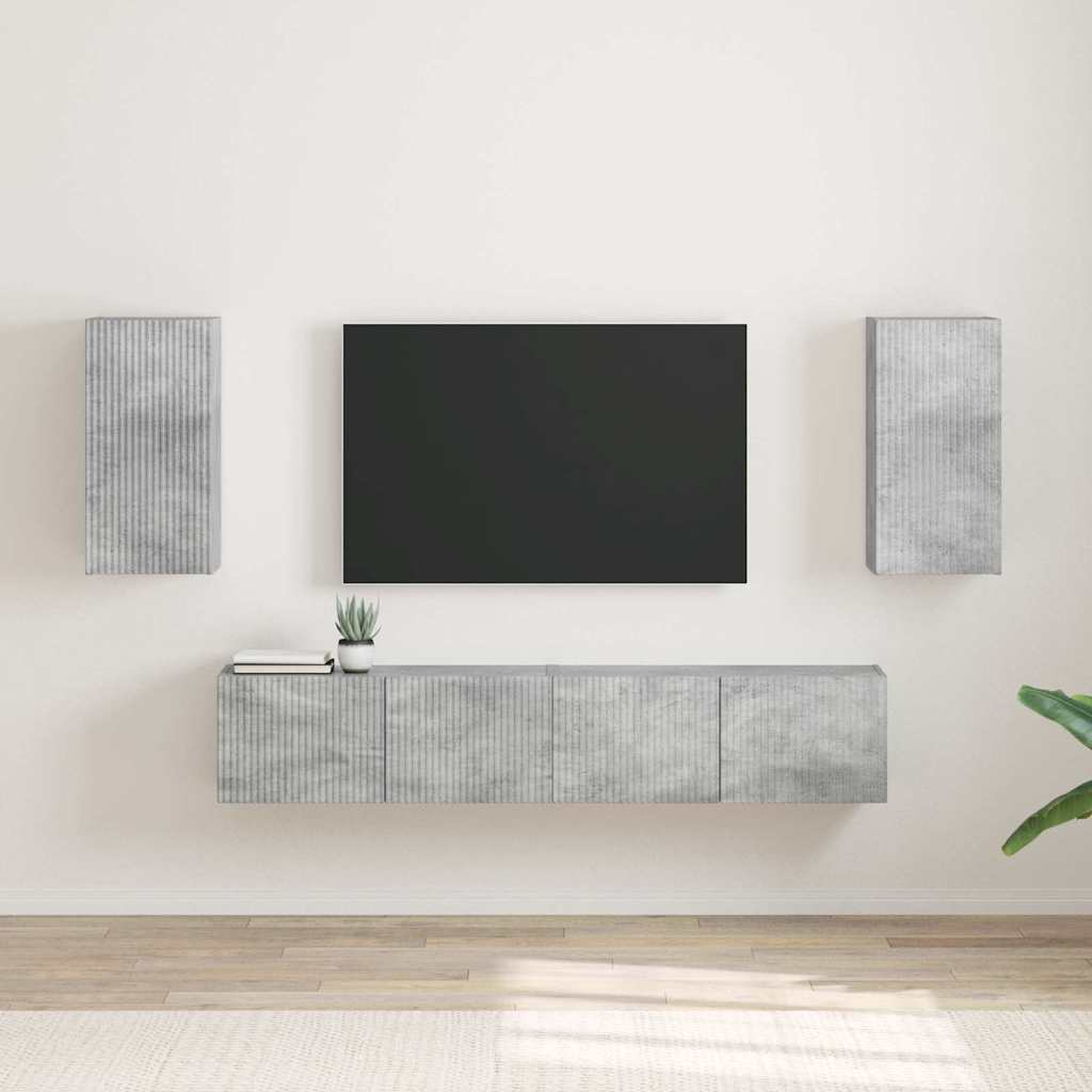 TV vægskab 2 pcs Beton 30 x 31 x 60 cm Konstrueret træ