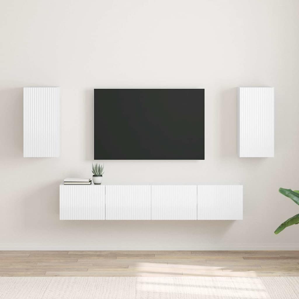 TV vægskab 2 pcs Gloss Hvid 30 x 31 x 60 cm Konstrueret træ