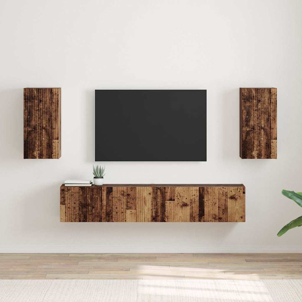 TV vægskab 2 pcs Gammelt træ 30 x 31 x 60 cm Konstrueret træ