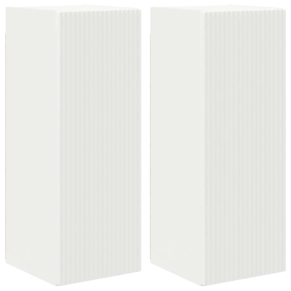 TV vægskab 2 pcs Hvid 30 x 31 x 80 cm Konstrueret træ