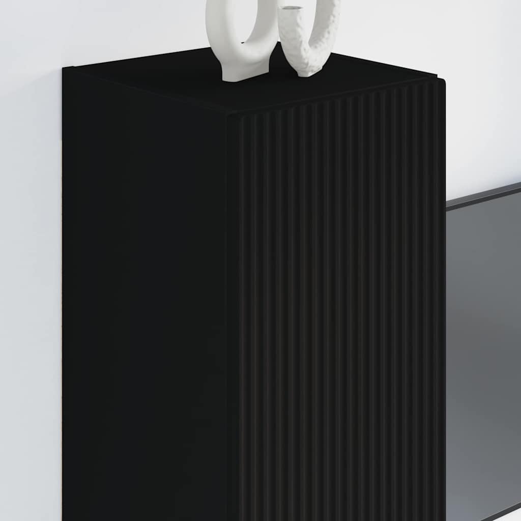 TV vægskab 2 pcs Sort 30 x 31 x 80 cm Konstrueret træ