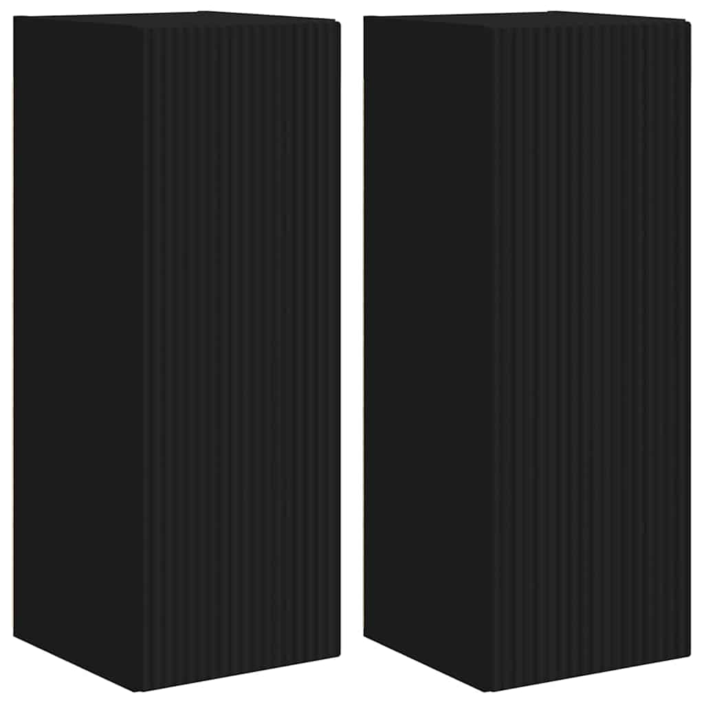 TV vægskab 2 pcs Sort 30 x 31 x 80 cm Konstrueret træ
