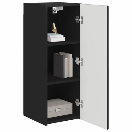 TV vægskab 2 pcs Sort 30 x 31 x 80 cm Konstrueret træ