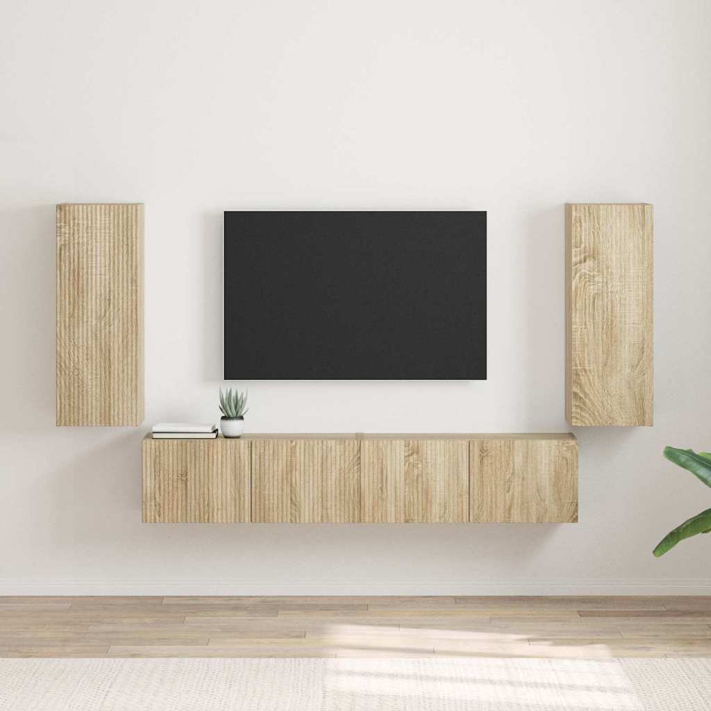 TV vægskab 2 pcs Sonoma 30 x 31 x 80 cm Konstrueret træ