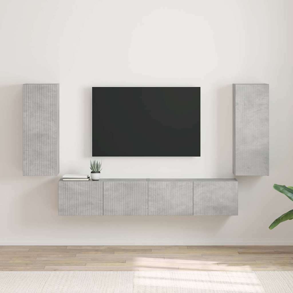 TV vægskab 2 pcs Beton 30 x 31 x 80 cm Konstrueret træ