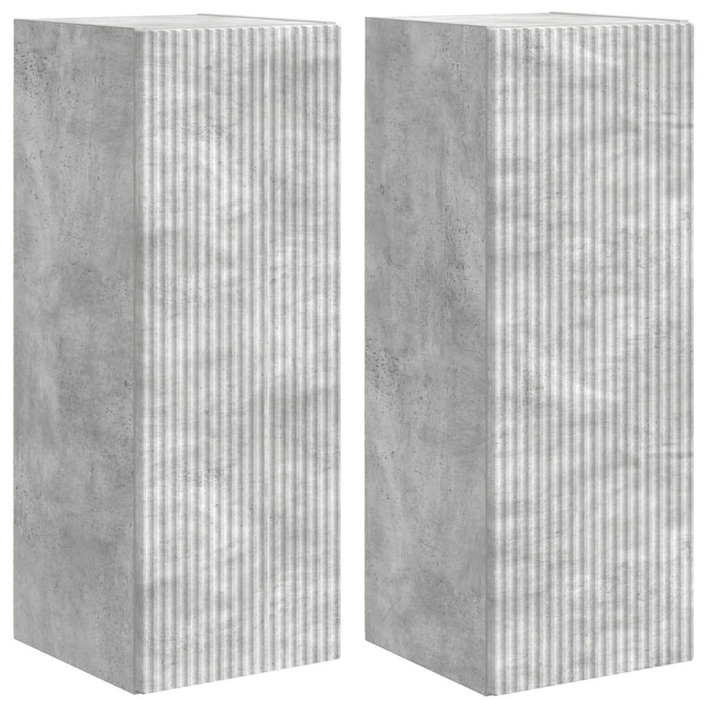 TV vægskab 2 pcs Beton 30 x 31 x 80 cm Konstrueret træ