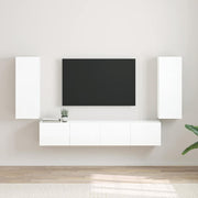 TV vægskab 2 pcs Gloss Hvid 30 x 31 x 80 cm Konstrueret træ
