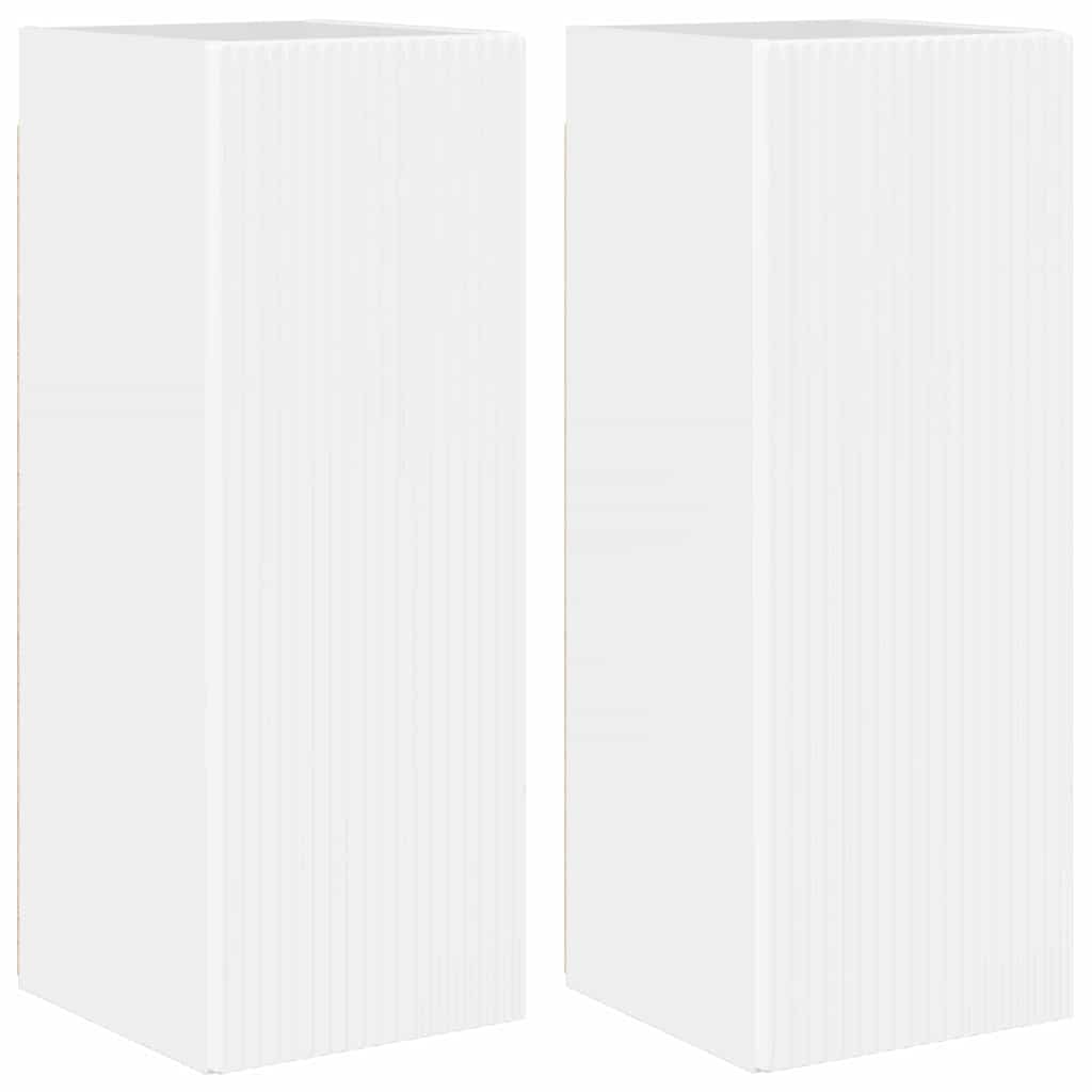 TV vægskab 2 pcs Gloss Hvid 30 x 31 x 80 cm Konstrueret træ
