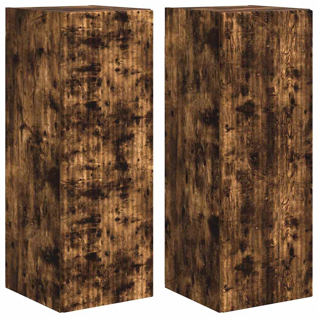 TV vægskab 2 pcs Røget eg 30 x 31 x 80 cm Konstrueret træ