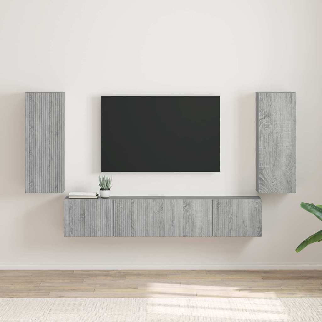 TV vægskab 2 pcs Grå Sonoma 30 x 31 x 80 cm Konstrueret træ