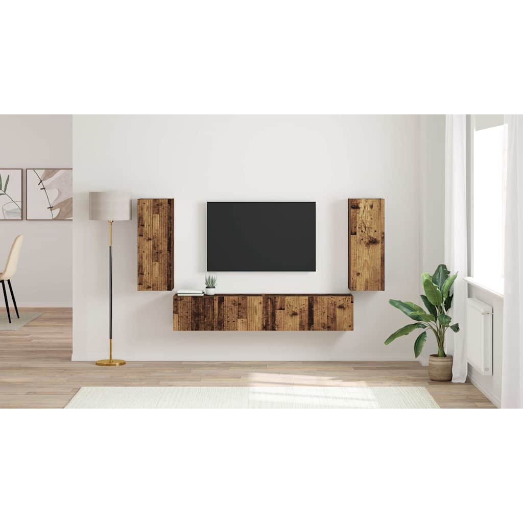 TV vægskab 2 pcs Gammelt træ 30 x 31 x 80 cm Konstrueret træ