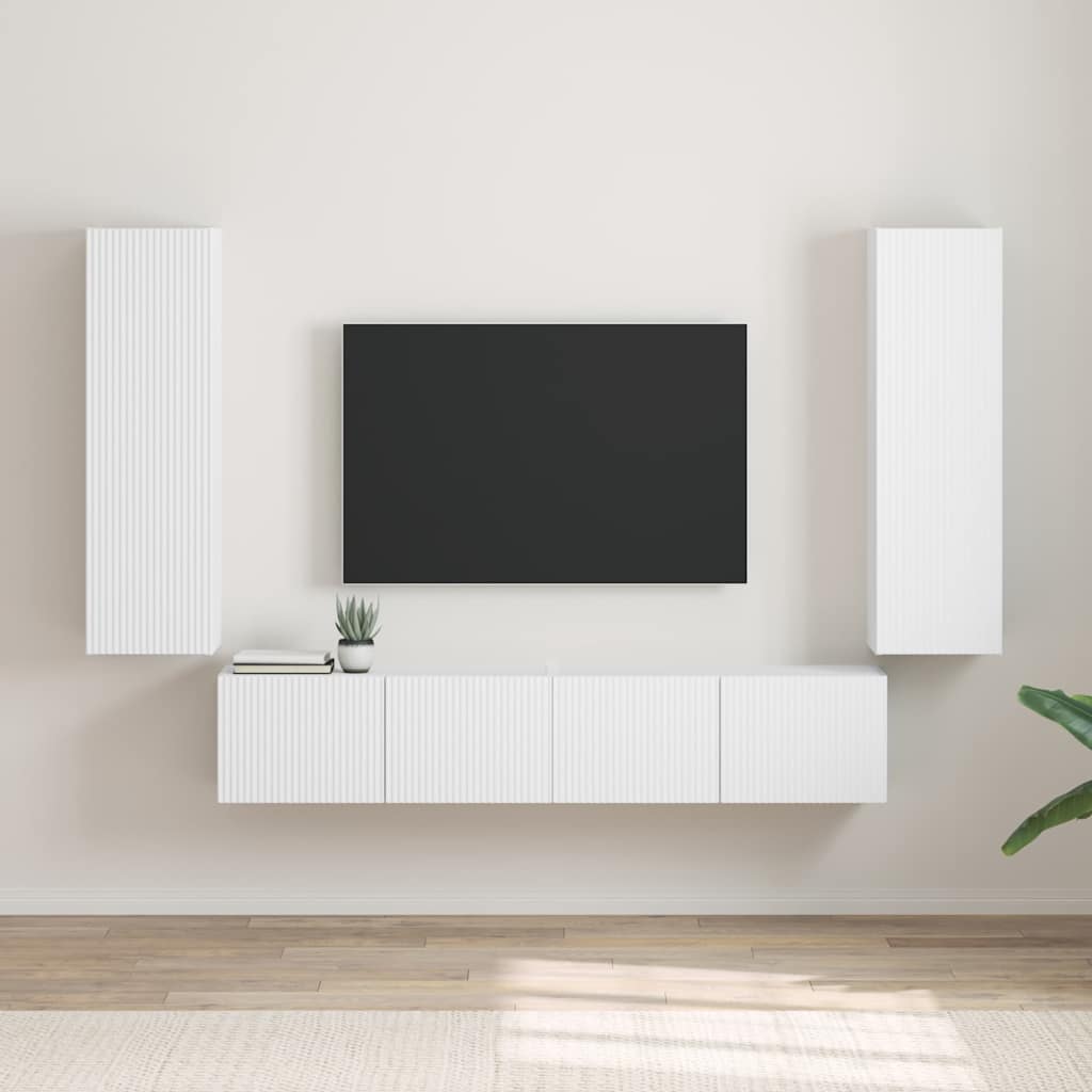 TV vægskab 2 pcs Hvid 30 x 31 x 100 cm Konstrueret træ