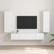 TV vægskab 2 pcs Hvid 30 x 31 x 100 cm Konstrueret træ