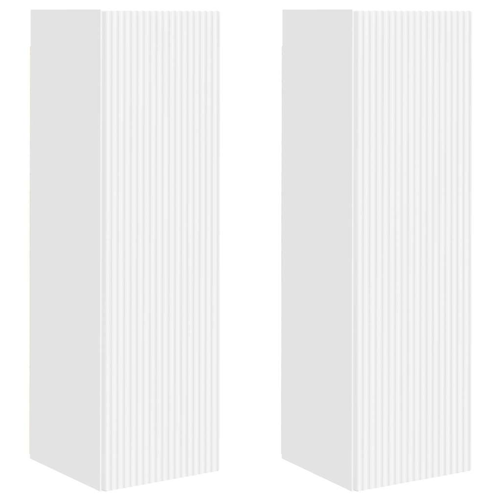 TV vægskab 2 pcs Hvid 30 x 31 x 100 cm Konstrueret træ
