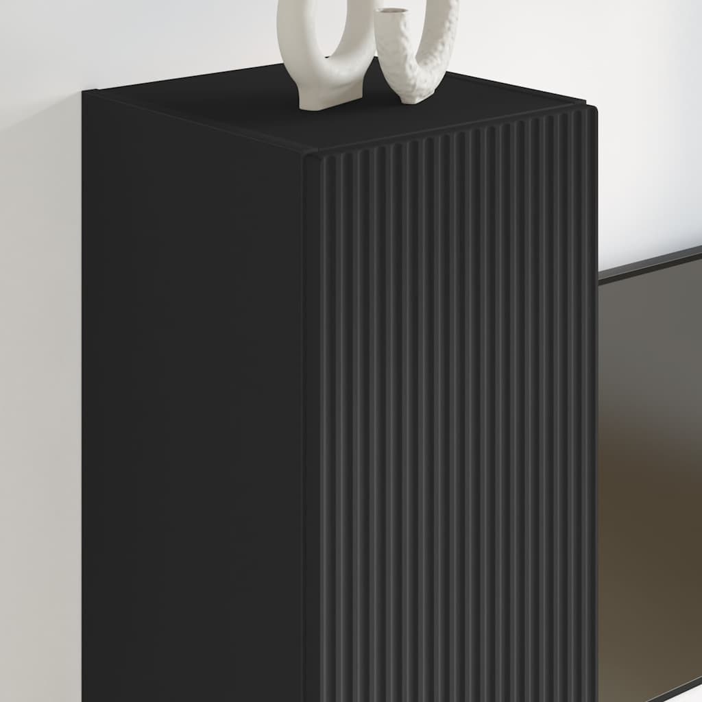 TV vægskab 2 pcs Sort 30 x 31 x 100 cm Konstrueret træ