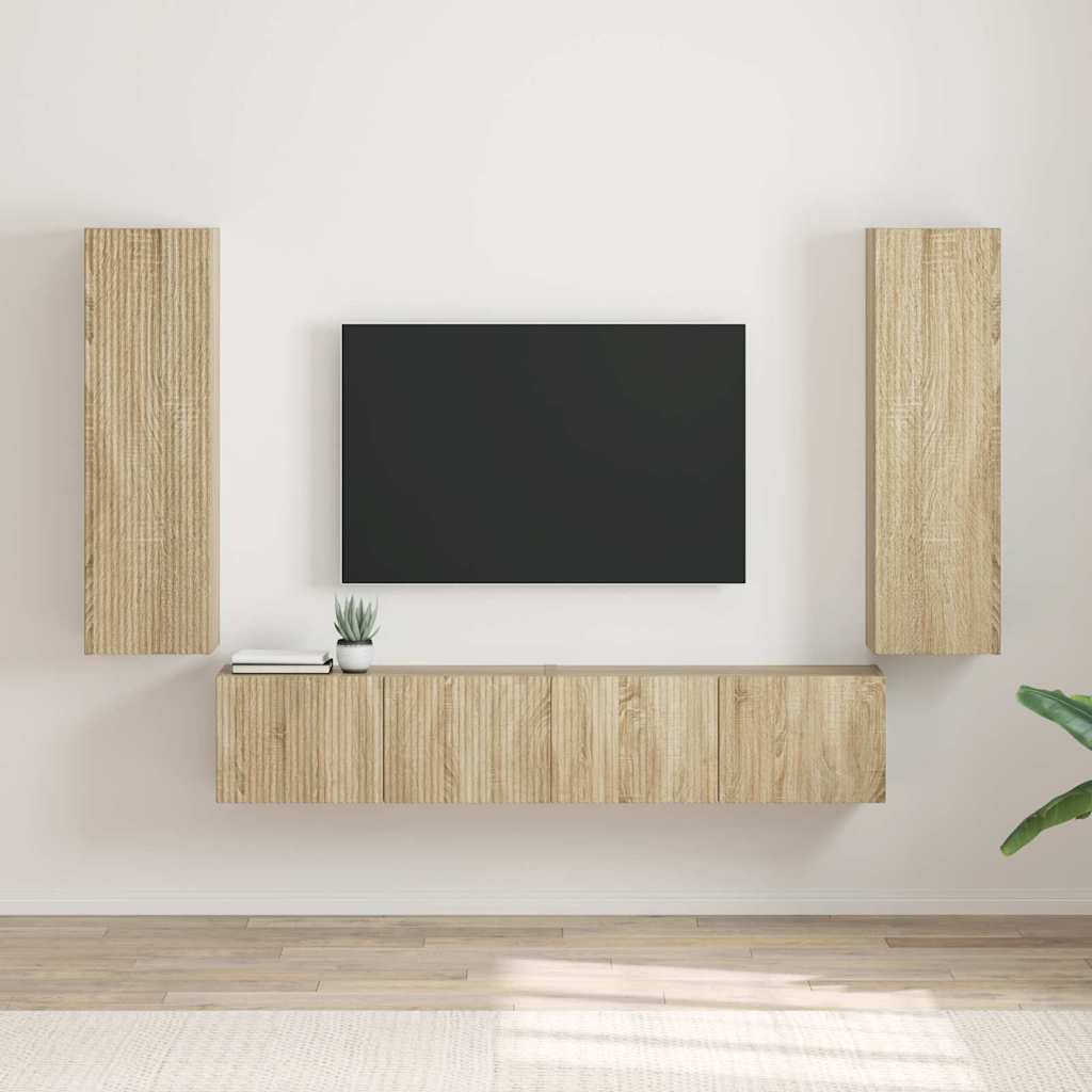 TV vægskab 2 pcs Sonoma 30 x 31 x 100 cm Konstrueret træ