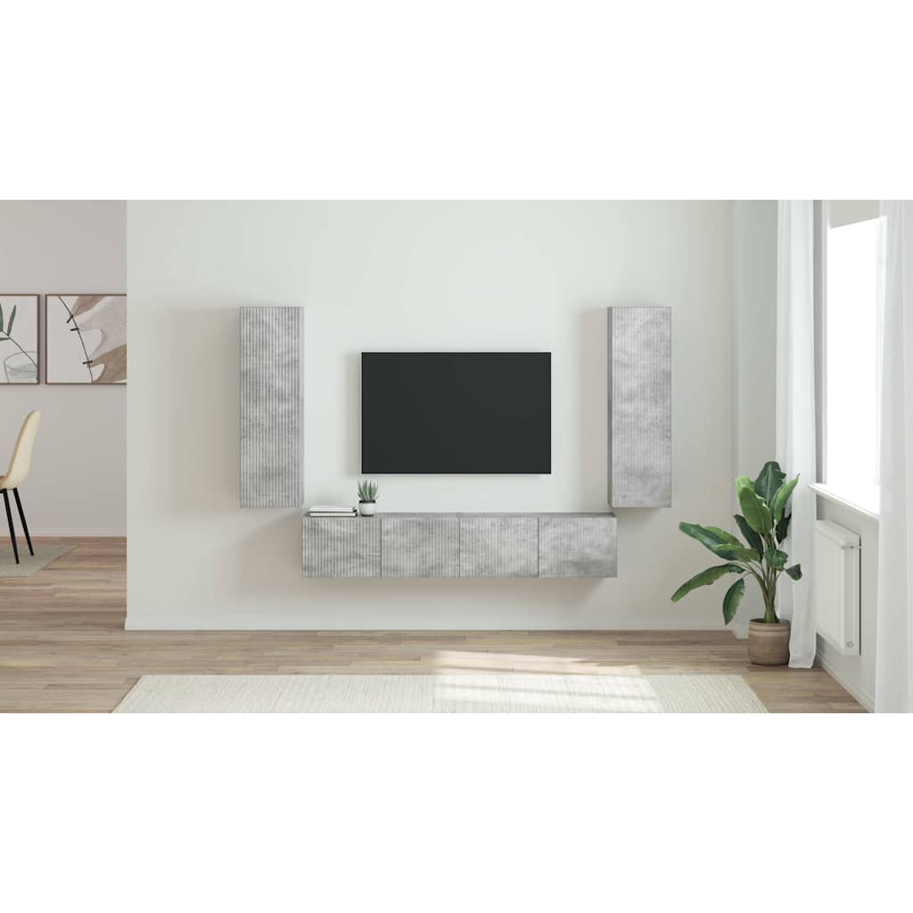 TV vægskab 2 pcs Beton 30 x 31 x 100 cm Konstrueret træ